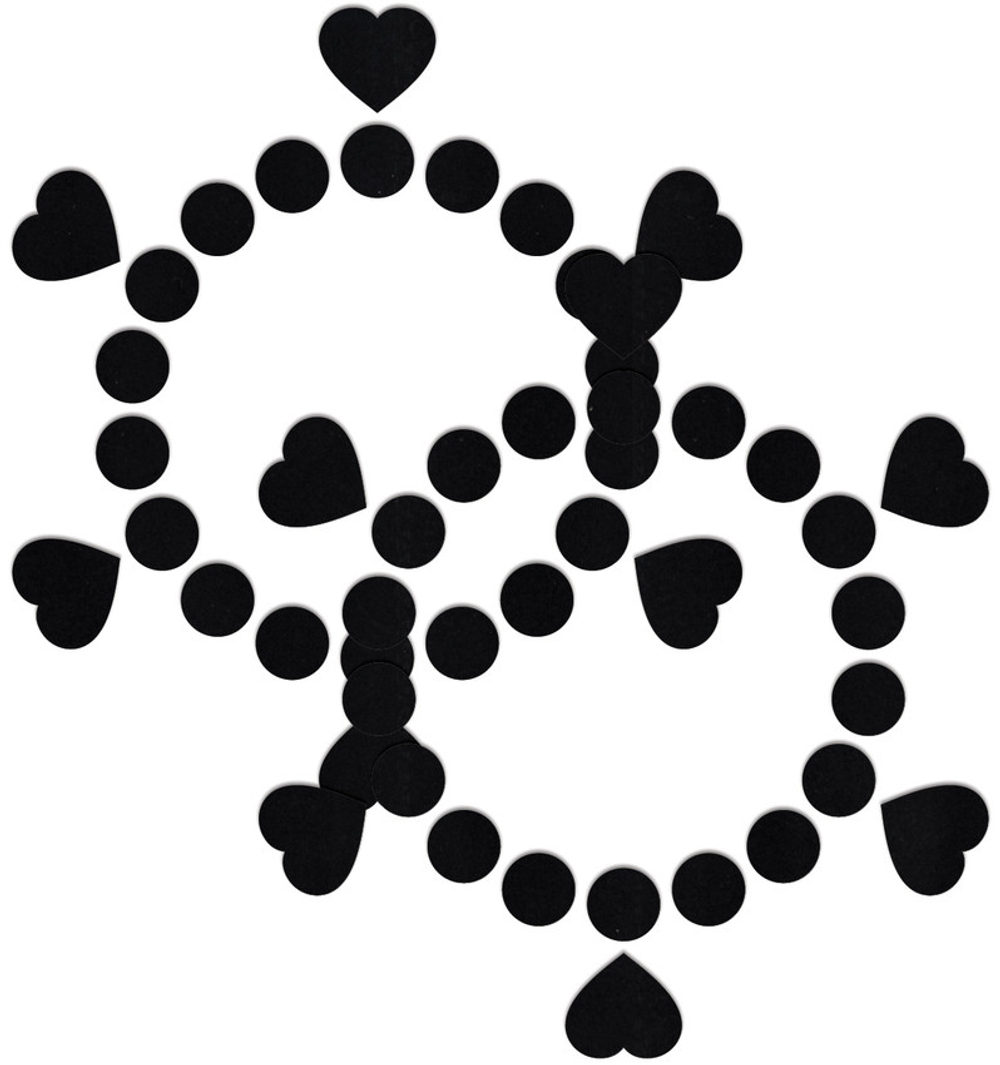 Чёрные открытые пестисы Круги и сердца