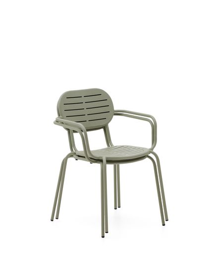 Уличный стул Brai с подлокотниками из оцинкованной стали бирюзового цвета