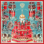Платок «Кремль - Москва - Фаберже» 100% шёлк