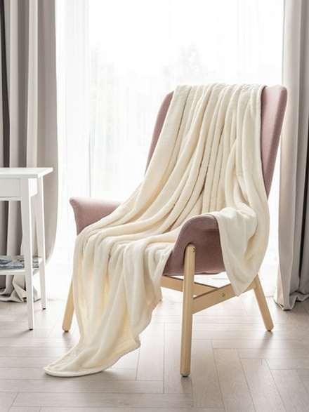 Плед DeNASTIA Тедди 200x220 100%пэ молочный