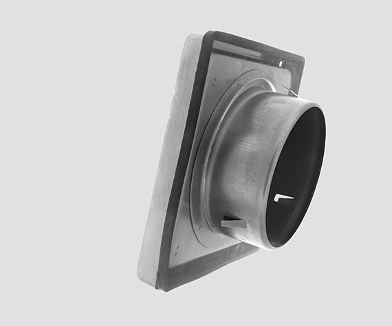 Вентиляционная жалюзийная решетка DEC D5125125 (производство Нидерланды)  из высококачественной нержавеющей стали, с откидными створками,  которые предотвращают поступление воздуха в обратную  сторону