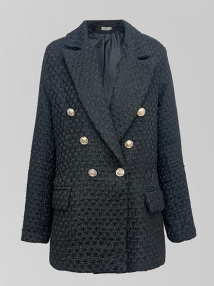 Пиджак Podium твидовый двубортный с крупными золотыми пуговицами