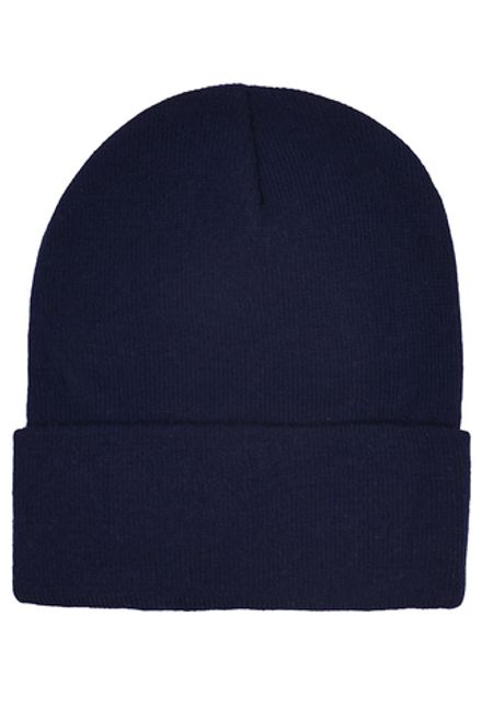 Шапка с подворотом темно-синяя