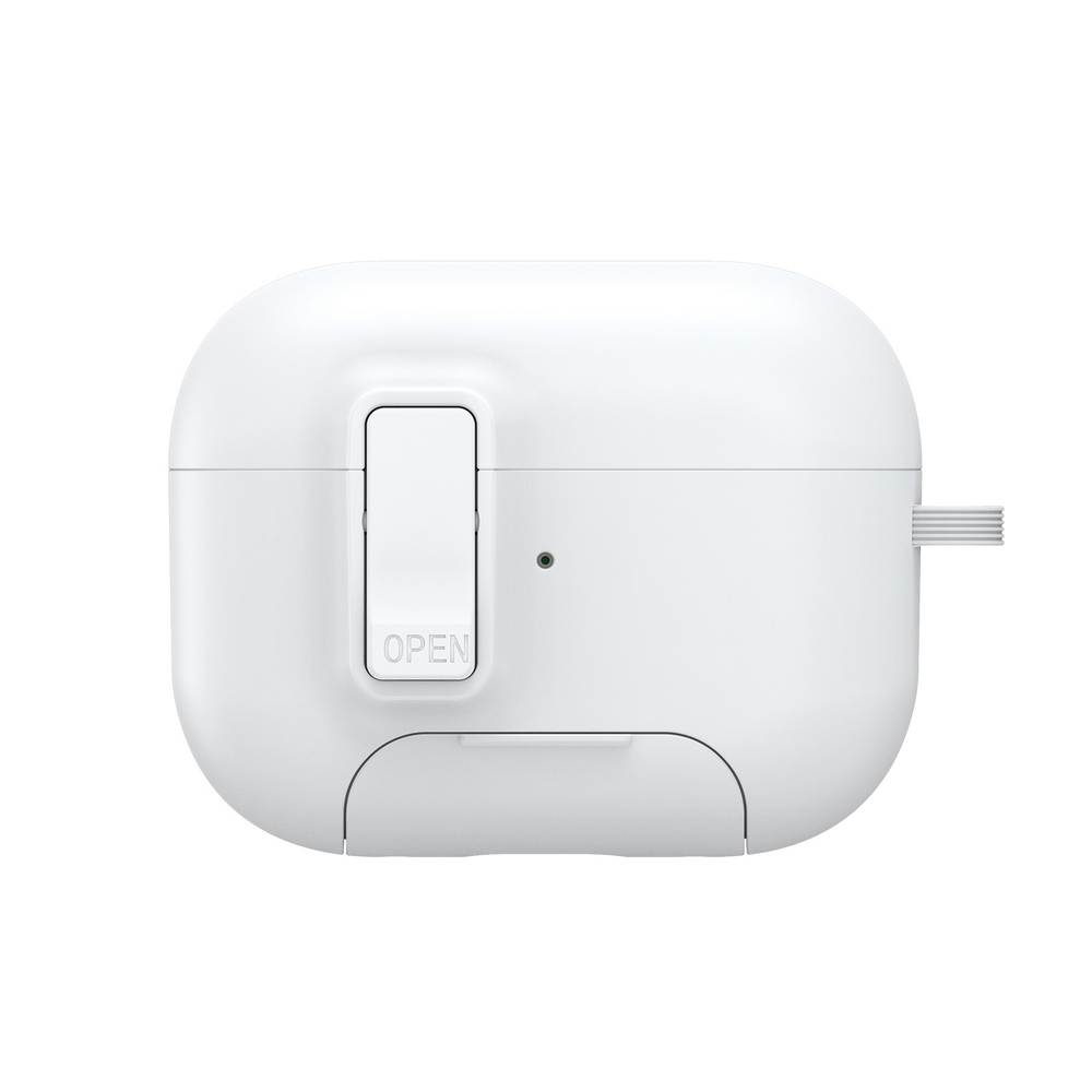 Чехол белого цвета для наушников AirPods Pro 2, белый цвет, Dux Ducis, серия PECQ Series (встроенная подставка для смартфона)