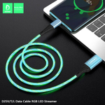 Кабель USB - Micro DENMEN D25V 2.1A  светящийся (MIX) 1м