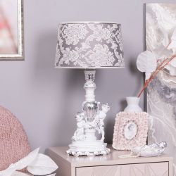 Настольная лампа Путти Сильвер с абажуром Тюссо Vatican (Ватикан) Сильвер