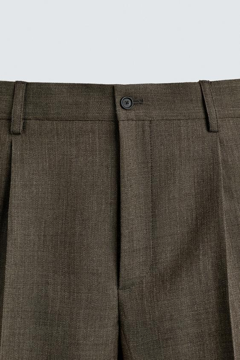 ZARA БРЮКИ REGULAR FIT ИЗ 100% ШЕРСТИ, СЕРО-КОРИЧНЕВЫЙ