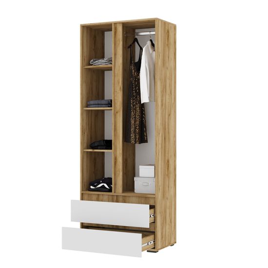 ХЕЛЕН ШК 01 Шкаф 2х створчатыйФАСАД БЕЛЫЙ/КОРПУС ДУБ КРАФТ ЗОЛОТО