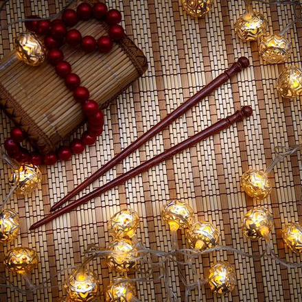 Деревянные заколки-шпильки для волос из красного дерева (махагон), набор из двух штук H14