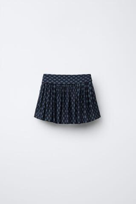 ZARA ЮБКА-ШОРТЫ С ЦВЕТОЧНЫМ ПРИНТОМ И БЛЕСКОМ, СИНИЙ