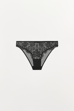 ZARA КРУЖЕВНЫЕ ТРУСЫ, ЧЕРНЫЙ
