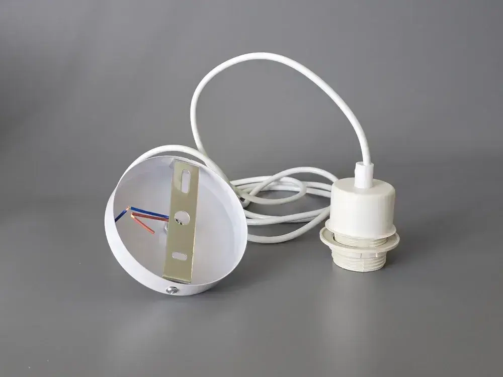 Патрон подвесной Е27 шнур подвес потолочный для светильника и люстры для лампы и абажура декоративный, белый, 1.9м, цоколь Е27, 60 Вт, 1 шт.