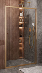 Душевая дверь Cezares MOLVENO-BF-1-150-C-BORO-IV, 150х195, профиль брашированное золото, прозрачное стекло