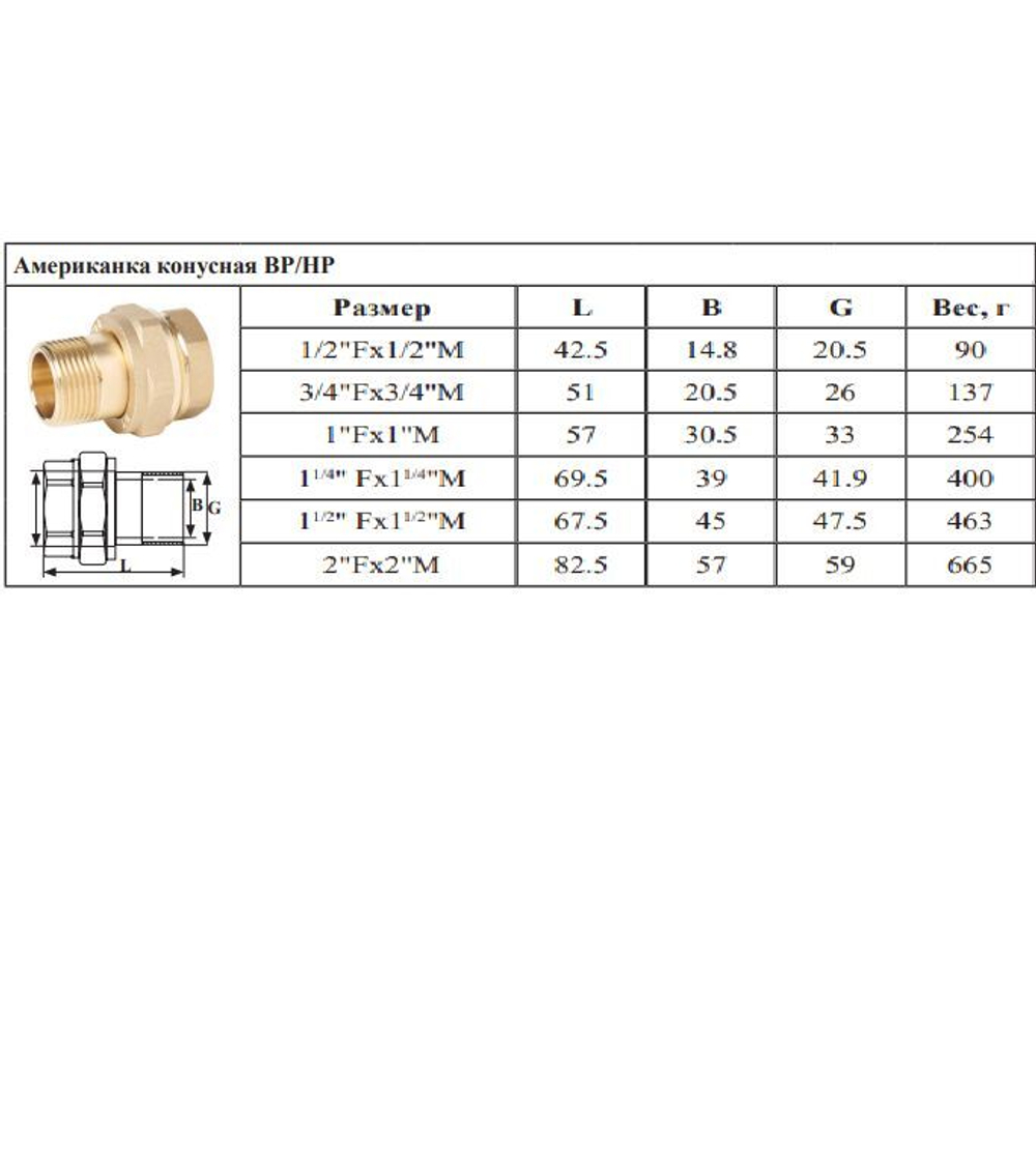 Американка прямая латун КОНУС  1"1/4 Г/Ш  ViEiR  (36/2шт)