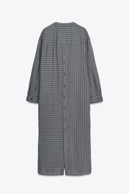 ZARA ПЛАТЬЕ-РУБАШКА В ПОЛОСКУ — ZW COLLECTION, АНТРАЦИТОВО-СЕРЫЙ