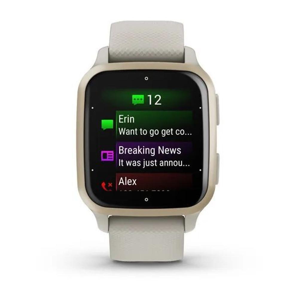 Смарт часы Garmin Venu Sq 2 Music Edition серый с безелем цвета кремового золота и силиконовым ремешком