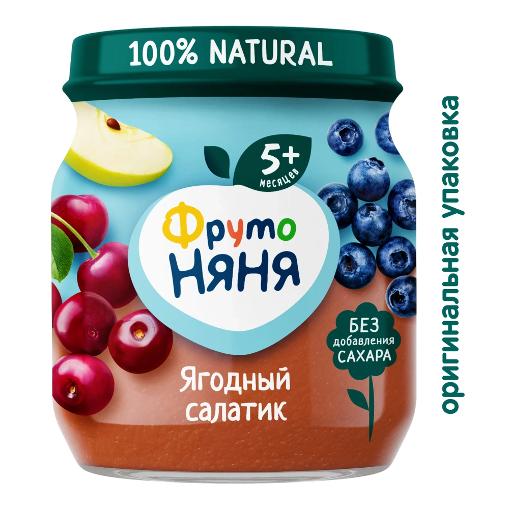 Фрутоняня пюре фрук Ягодн Салатик 100г с 5 месяцев