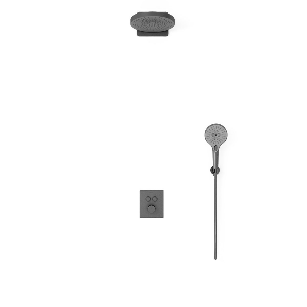 Душевой комплект Vincea Inspire VSFW-3I21T1GM встраиваемый, термостатический, 2 режима, вороненая сталь