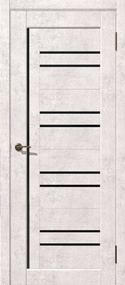 Межкомнатная дверь Дубрава Сибирь Вертикаль ПО (стекло черный лакобель) Бетон светлый