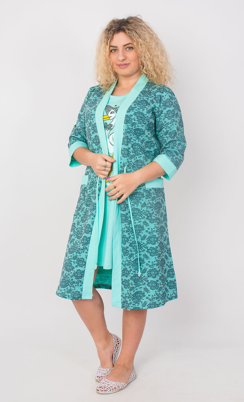 Пеньюар сорочка+халат ПС-123