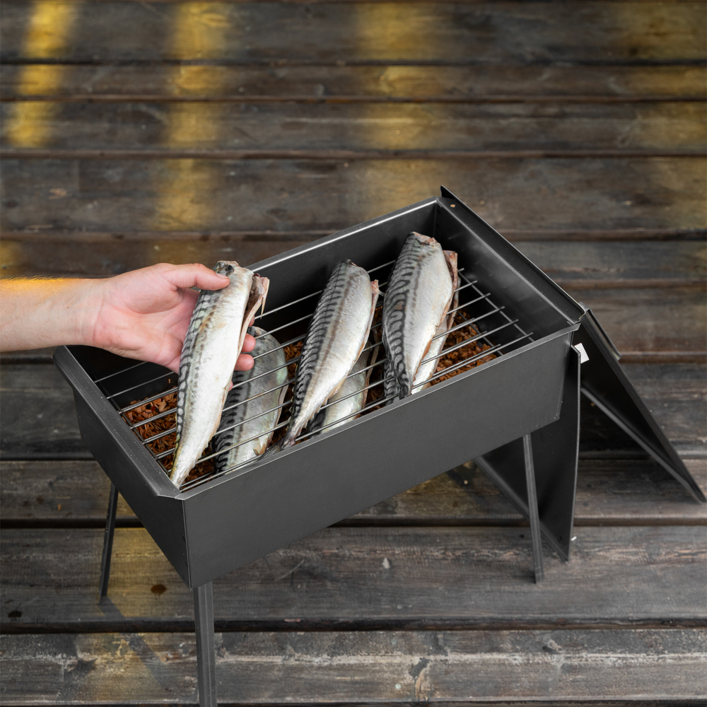 Коптильня двухъярусная 500 x 270 x 175 мм, 0.8 мм, с поддоном, на ножках, Camping Palisad