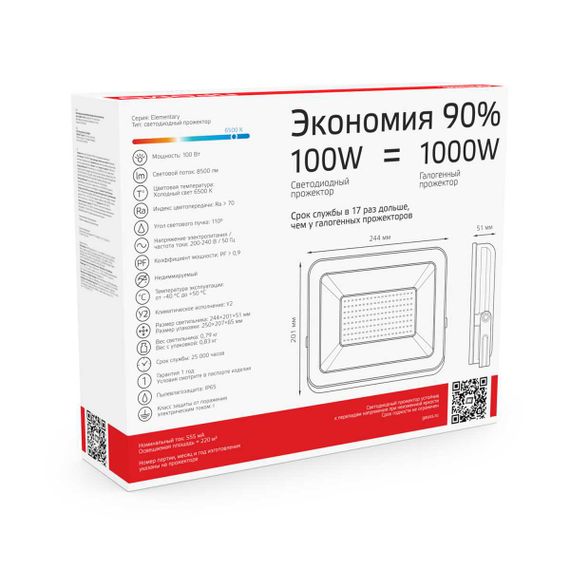 Прожектор светодиодный Gauss 100W 613100100