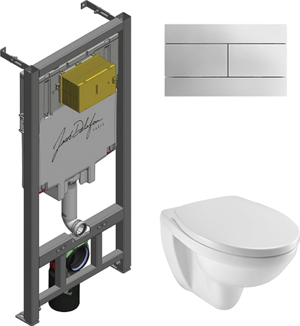 Купить комплект унитаза с инсталляцией Jacob Delafon Patio E21734RU-00 кнопка хром не дорого