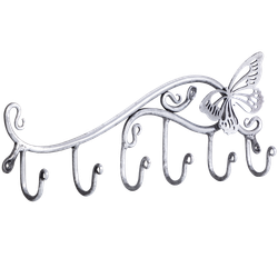 Вешалка настенная Бабочка Эир с 6-ю крючками Античное серебро