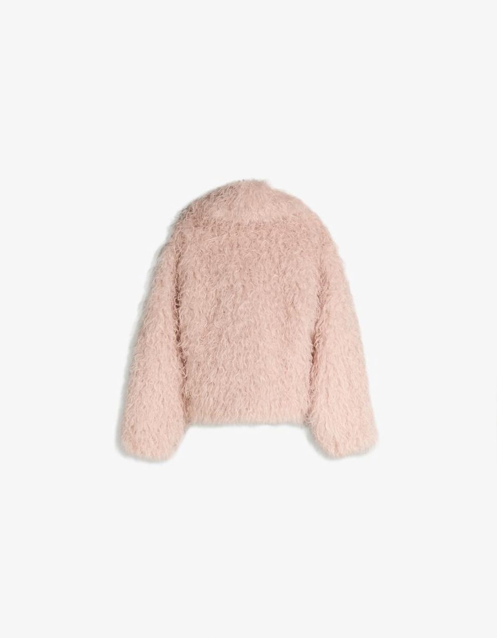 BERSHKA Шуба из искусственного меха, розовый