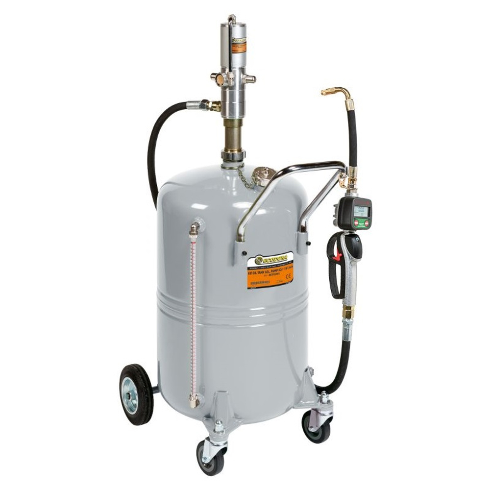 Пневматический распределитель масла 65л., насос 3:1, пистолет с цифровым счетчиком, ECODORA (Италия)