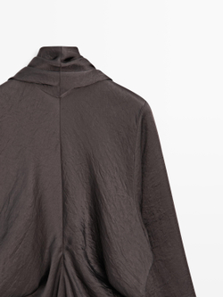 Massimo Dutti Платье со шнуровкой и струящейся юбкой - STUDIO, коричневый