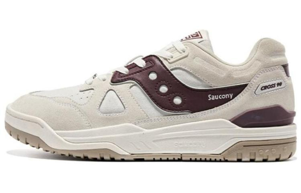 Saucony CROSS 90 shock absorption non-slip low-top sneakers for men and women the same style white dark red