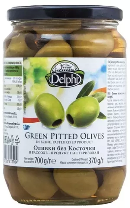Оливки  без косточки в рассоле  DELPHI 700г, Греция