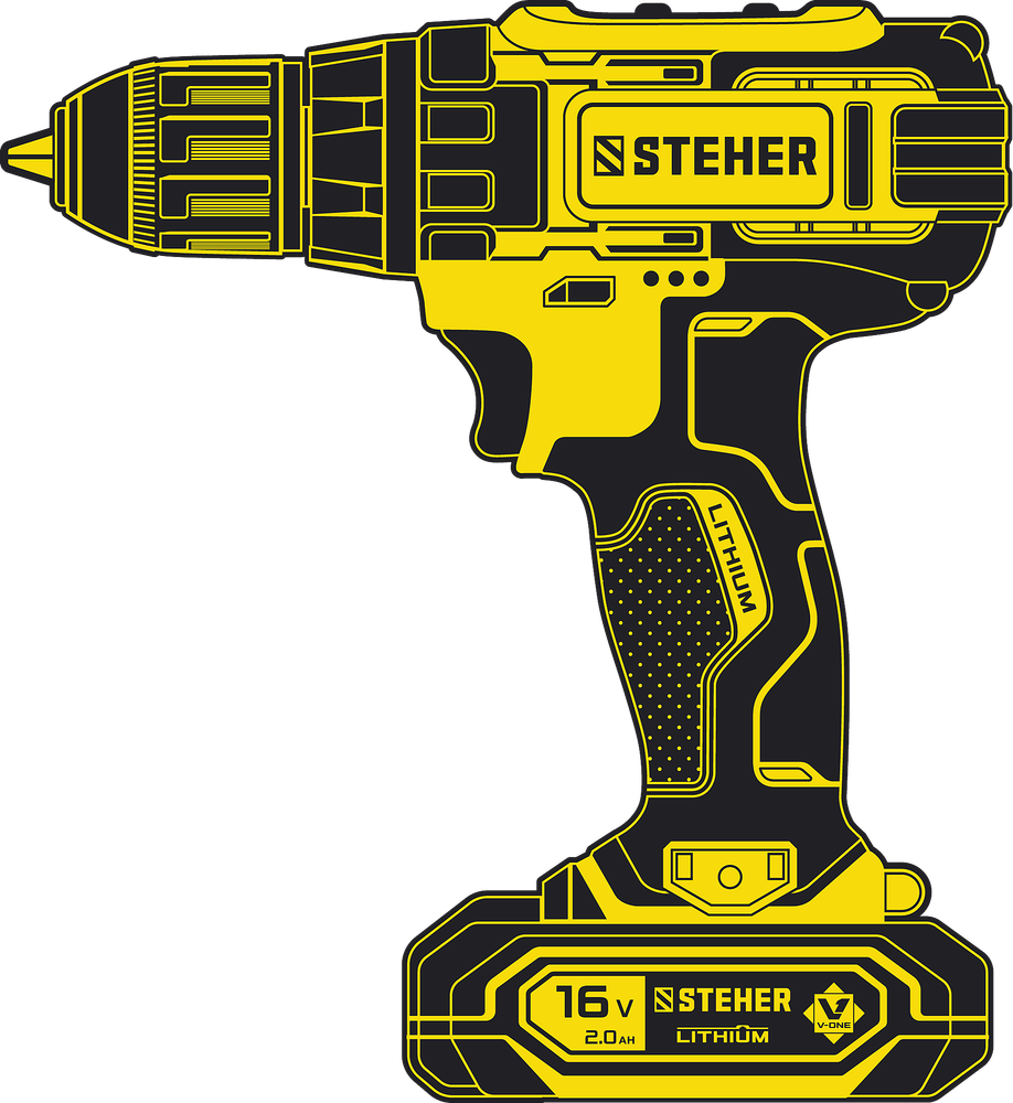 Дрель-шуруповерт  STEHER CD-160-2, 2 АКБ, 16 В, кейс