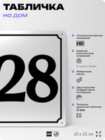 Адресная табличка с номером дома 128, на фасад и забор, белая, Айдентика Технолоджи