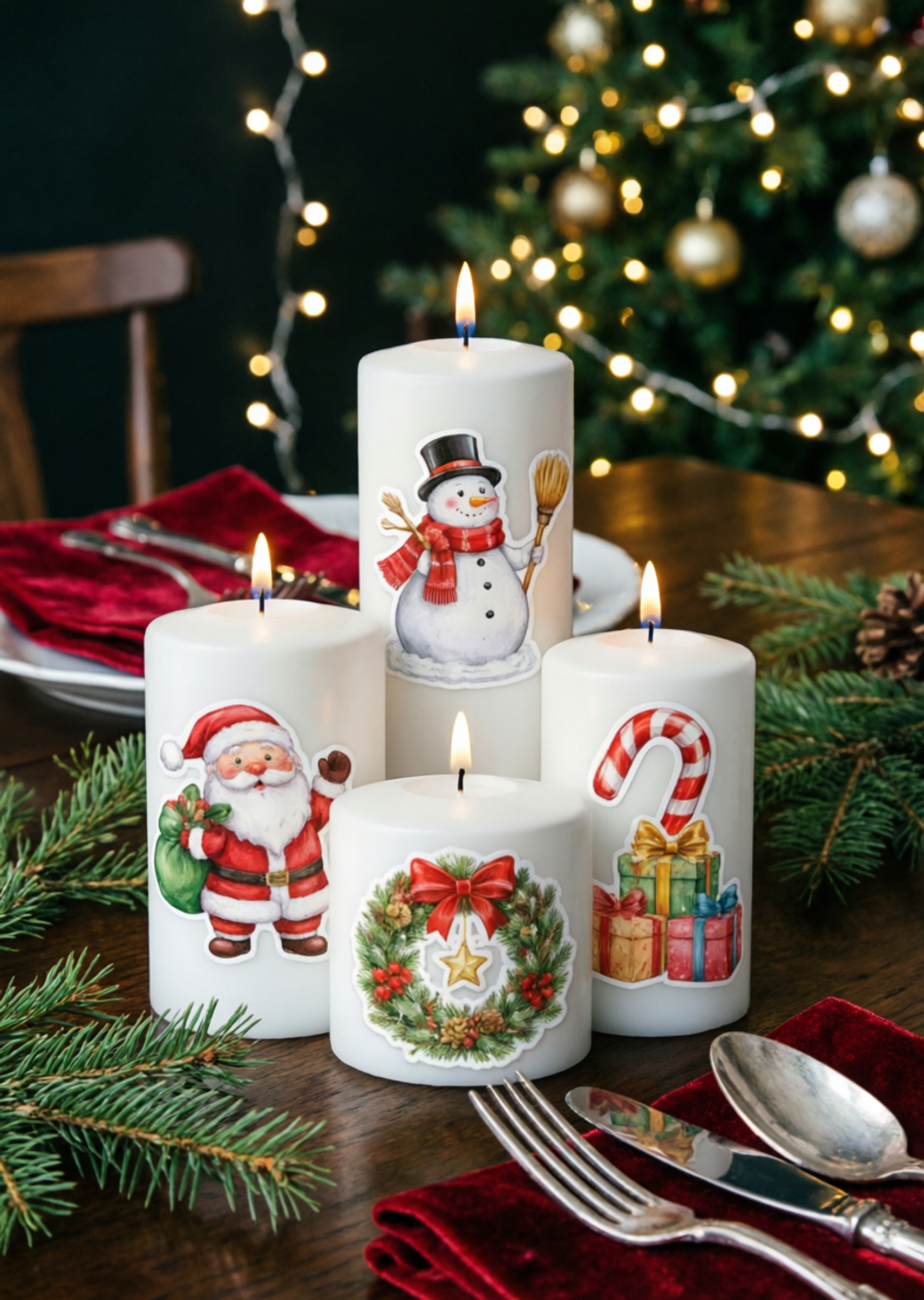 Трансфер переводной - декаль для свечей и гипса новый год 006 А5