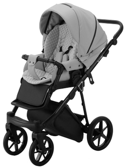Детская коляска Adamex Porto Deluxe 2 в 1 PO-SA03 (СВ.СЕРАЯ.КОЖА)