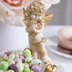 Сахарница стеклянная с крышкой Ангел Роуз Айвори