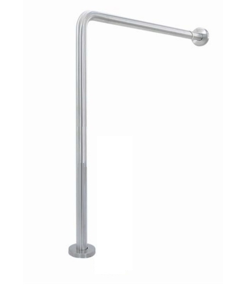 Поручень под углом 90 ⁰  Nofer для людей с ограниченными возможностями с настенным и  напольным точками опоры, глянцевый 15198.B купить