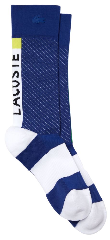 Теннисные носки Lacoste SPORT Compression Zones Long Tennis Socks 1P - blue/white/green/flashy yel