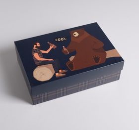 Коробка складная Медведь и мужчина, 30х20х9 см