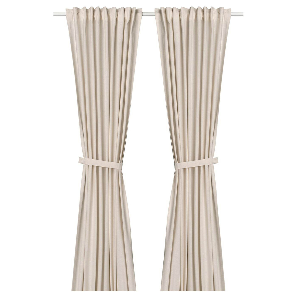 IKEA LENDA  (ИКЕА ЛЕНДА)  -  Штора с креплением, 2 шт, на ленте/кремовая, 140x300 см