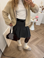 Шерстяная юбка в складку серый