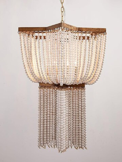 Люстра подвесная из деревянных бусинок