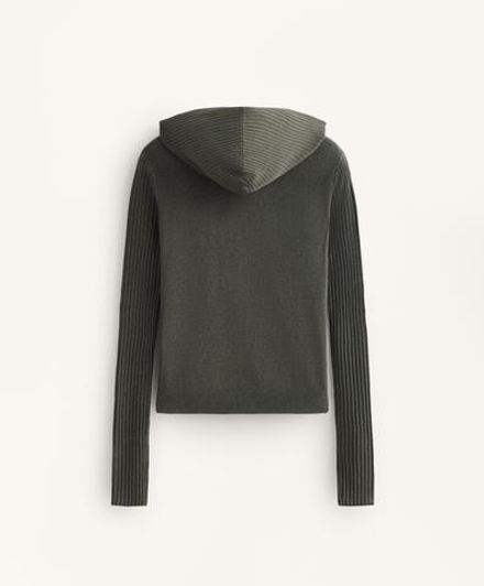 Oysho Вязаный кардиган с капюшоном облегающего кроя, зеленый