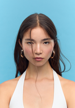 STRADIVARIUS Набор из 9 эмалированных сережек-колец неправильной формы, золотой