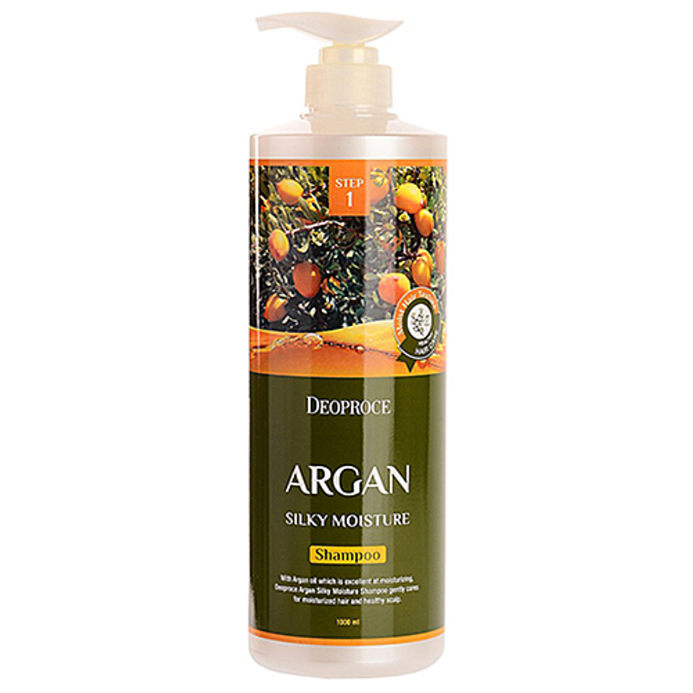 [Deoproce] Argan silky moisture shampoo - Шампунь для волос с аргановым маслом, 1000мл