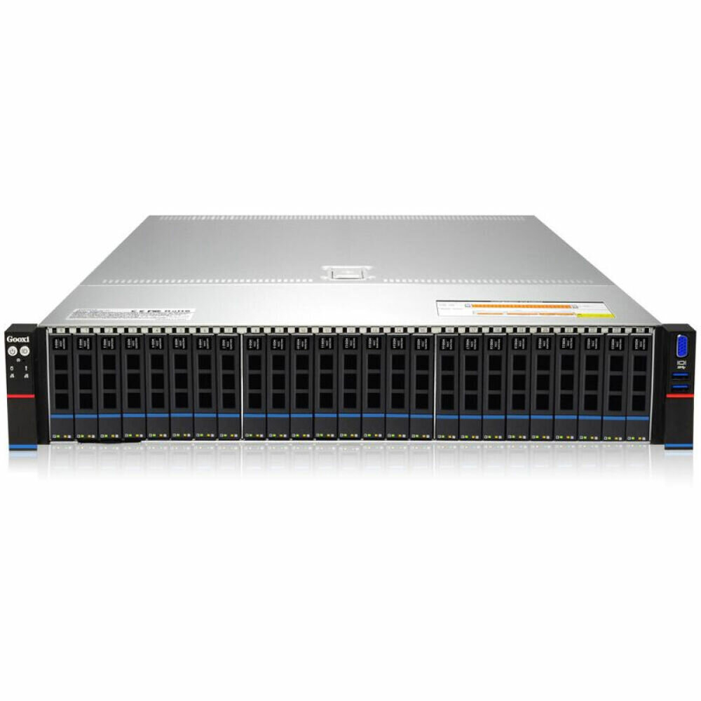 Платформа Gooxi SR201-D25RE 2U 25 bay server with expander bp,based on AMD 7003 2 riser cards of PCIe4.0(X32 to x16x8) 2x rear SAS/SATA 2x rear NVME 1300W 1+1 P