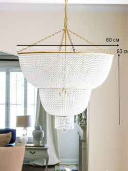 Роскошная люстра с каскадом жемчужных бусин на золотом основании ✨