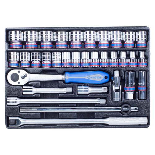 KING TONY (9-4333MR03) Набор торцевых головок 1/2" с принадлежностями, ложемент, 33 предмета
